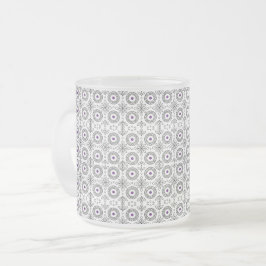 Caneca De Café Vidro Jateado Padrões de Arte de Linha Branca e Preta sem costur