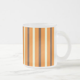 Caneca De Café Vidro Jateado Padrões riscados de creme castanho-laranja de outo