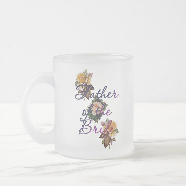 Caneca De Café Vidro Jateado Pai Da Noiva Floral (Esquerda)