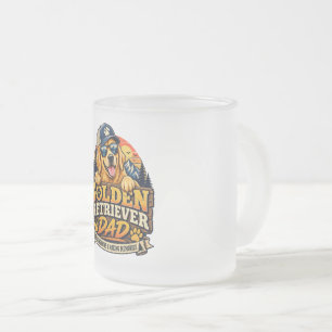 Caneca De Café Vidro Jateado Pai Golden Retriever Retro Vintage Pôr do Sol