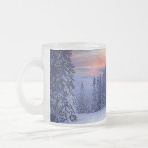 Caneca De Café Vidro Jateado Paisagem de inverno 