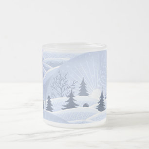 Caneca De Café Vidro Jateado Paisagem de inverno