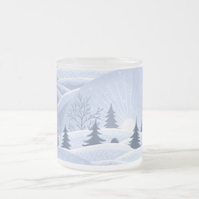 Caneca De Café Vidro Jateado Paisagem de inverno (Centro)