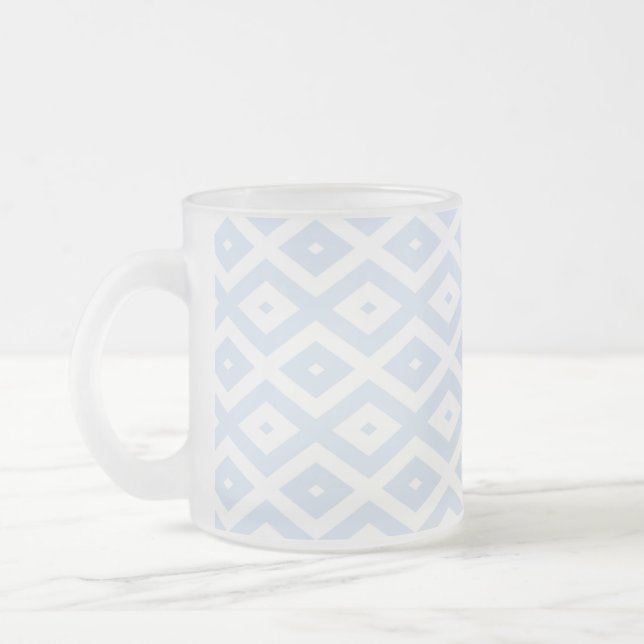 Caneca De Café Vidro Jateado Pale blue and white diamond pattern (Esquerda)