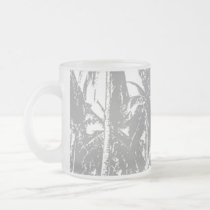 Caneca De Café Vidro Jateado Palmeiras num Design Posterizado