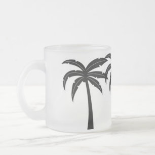 Caneca De Café Vidro Jateado Palmeiras tropicais