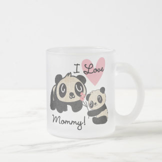 Caneca De Café Vidro Jateado Pandas eu amo mamães