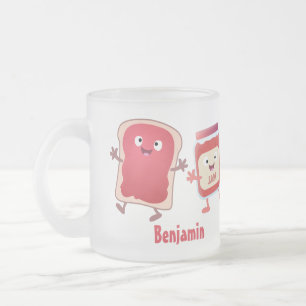 Caneca De Café Vidro Jateado Pão engraçado e personagens de desenho animados de