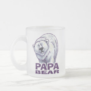 Caneca De Café Vidro Jateado Papa Polar Bear