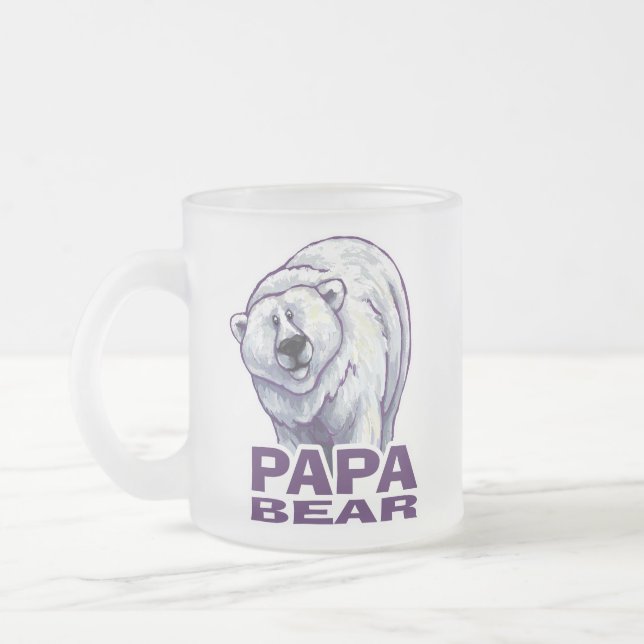 Caneca De Café Vidro Jateado Papa Polar Bear (Esquerda)