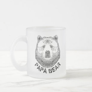 Caneca De Café Vidro Jateado Papá Urso, Ilustração Desenhada À Mão