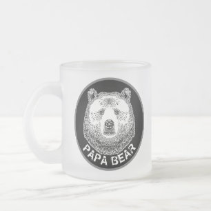 Caneca De Café Vidro Jateado Papá Urso, Ilustração Desenhada À Mão