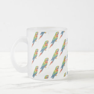 Caneca De Café Vidro Jateado Papagaio