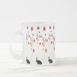 Caneca De Café Vidro Jateado Papagaios vermelhos Coelho Coelho Floral