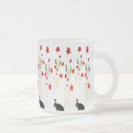 Caneca De Café Vidro Jateado Papagaios vermelhos Coelho Coelho Floral