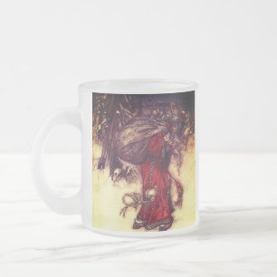 Caneca De Café Vidro Jateado Papai Noel Arthur Rackham 