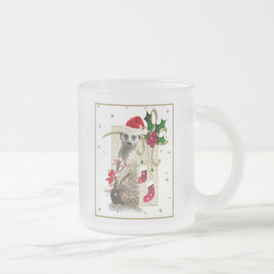 Caneca De Café Vidro Jateado Papai noel de Meerkat