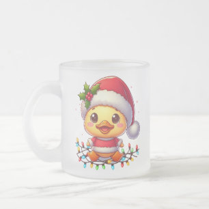 Caneca De Café Vidro Jateado Papais noeis de Cartoon de Pato de Natal Bonito-68