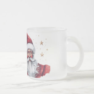 Caneca De Café Vidro Jateado Papais noeis festivos com estrelas