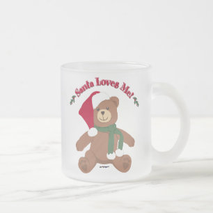Caneca De Café Vidro Jateado Papais noeis Me Ama! Urso de Teddy de Natal