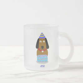 Caneca De Café Vidro Jateado Parabéns Pup Pequeno Fosco Cama de Vidro