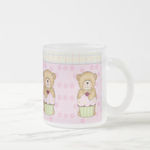Caneca De Café Vidro Jateado Partido do cupcake do urso de ursinho