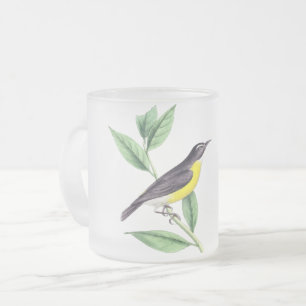 Caneca De Café Vidro Jateado Pássaros