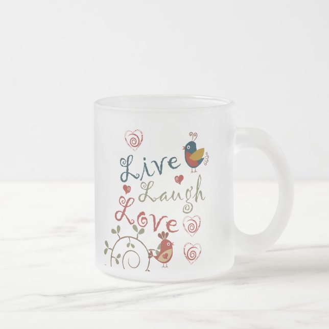 Caneca De Café Vidro Jateado Pássaros do amor (Direita)