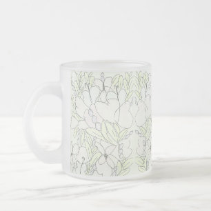Caneca De Café Vidro Jateado Pastel BounBonito Blossomas