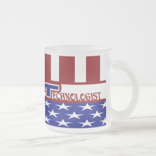 CANECA DE CAFÉ VIDRO JATEADO PATRIÓTICO MT (TECNOLOGISTA MÉDICA) USA FLAG