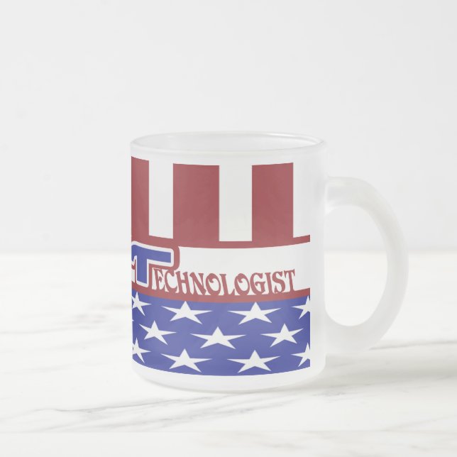 CANECA DE CAFÉ VIDRO JATEADO PATRIÓTICO MT (TECNOLOGISTA MÉDICA) USA FLAG (Direita)