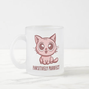 Caneca De Café Vidro Jateado Pawsitively Purfect, linda Ganga Kitten