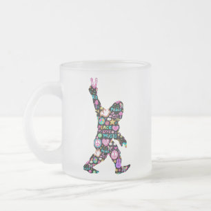Caneca De Café Vidro Jateado Paz Amor Pé Grande Hippie Divertido Amante do Pé G