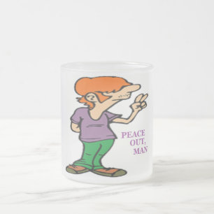 CANECA DE CAFÉ VIDRO JATEADO "PAZ FORA, CARA" HIPPIE