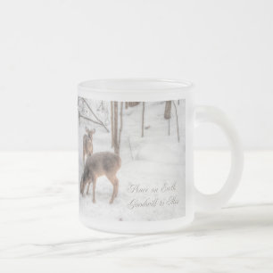 Caneca De Café Vidro Jateado Paz na Terra - Dois Veados em Snowy Woods