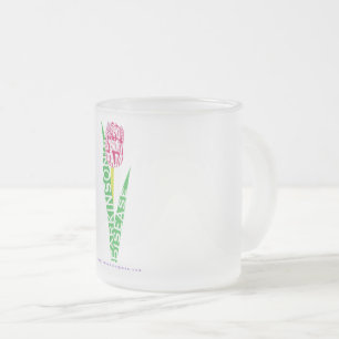 Caneca De Café Vidro Jateado PD Wordy Tulip