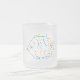 Caneca De Café Vidro Jateado Peixes Coloridos