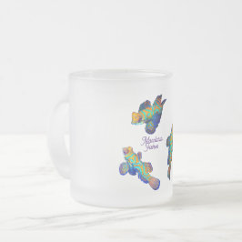 Caneca De Café Vidro Jateado Peixes Mandarin
