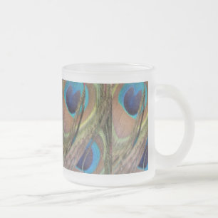 Caneca De Café Vidro Jateado Penas de Peacock Brilhante Fosco