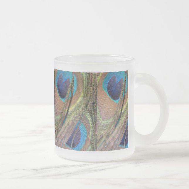 Caneca De Café Vidro Jateado Penas de Peacock Brilhante Fosco (Direita)