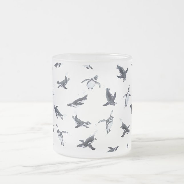 Caneca De Café Vidro Jateado Penguin Flight Squad | Ocean Art Design (Centro)