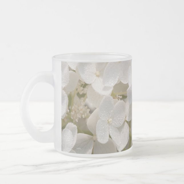 Caneca De Café Vidro Jateado Pequenas flores brancas (Esquerda)