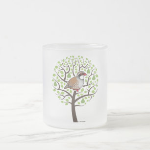 Caneca De Café Vidro Jateado Perdiz em uma árvore de pera