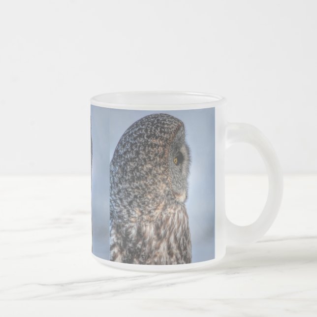 Caneca De Café Vidro Jateado Perfil da Excelente Cinza Wildlife Photo - Raptor (Direita)