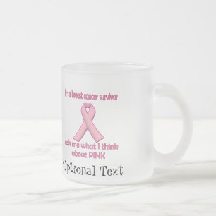 Caneca De Café Vidro Jateado Pergunte a um sobrevivente do câncer de mama sobr