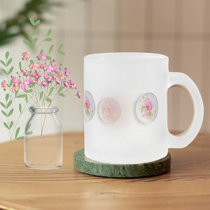 Caneca De Café Vidro Jateado Perna de fosco da esfera floral