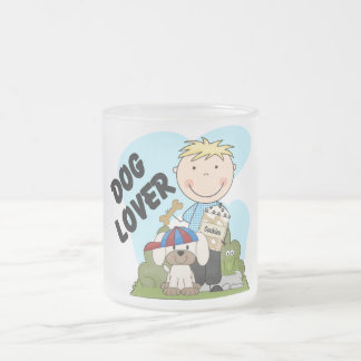 Caneca De Café Vidro Jateado Persiga camisas e presentes louros do menino T do