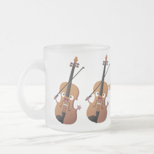 Caneca De Café Vidro Jateado Personagem de desenho animado musical de violino e