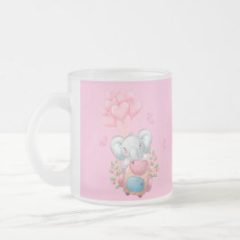 Caneca De Café Vidro Jateado Personalizar | Mug Elefante Cor-de-rosa