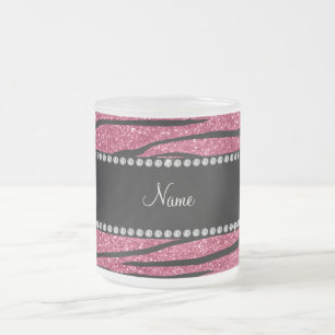 Caneca De Café Vidro Jateado Personalize as listras cor-de-rosa conhecidas da